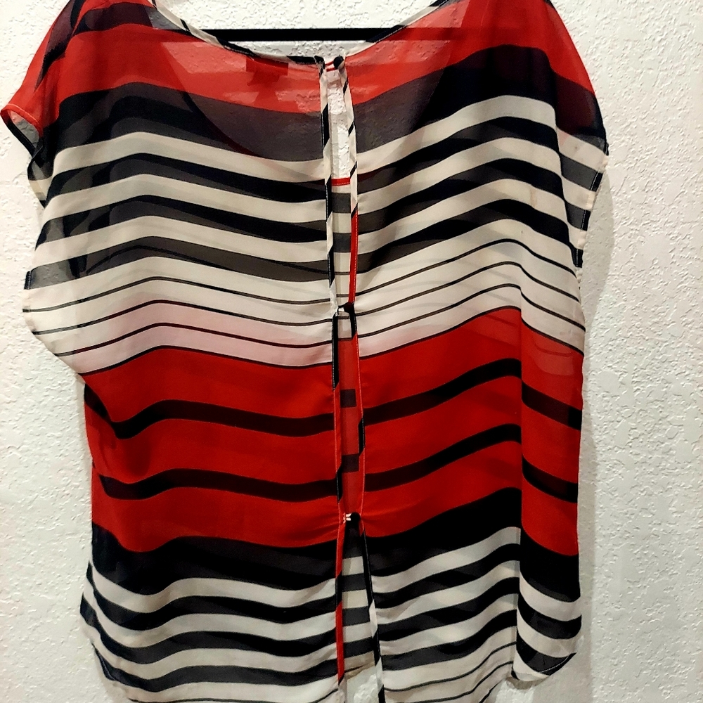 Torrid Striped Button Back Blouse - Picture 3 of 3